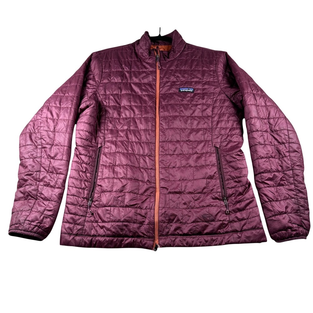 Patagonia Nano Puff Jacket Womens XL Burgundy Purple Puffer Full Zip 84217